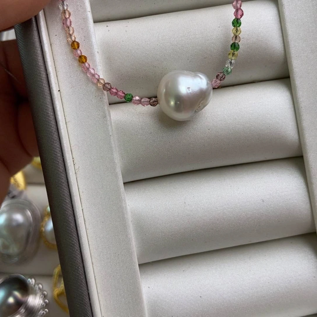 海水珍珠银S925镶嵌颈饰