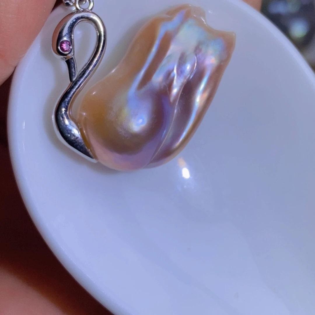 银S925镶嵌天然淡水珍珠淡水珍珠