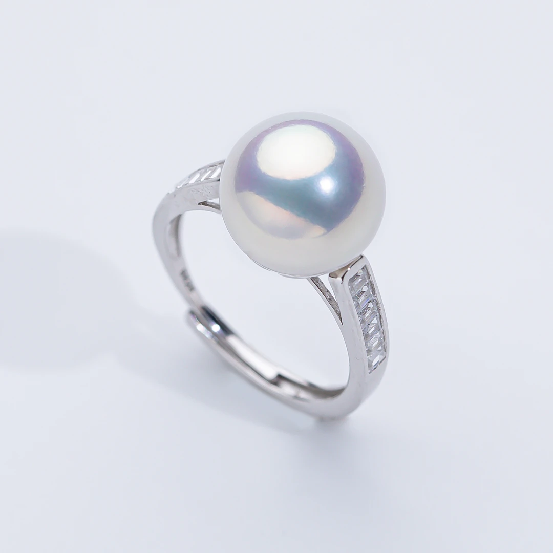 AIKJIANG/爱匠【白总】稀有色人鱼姬极光淡水珍珠戒指11-12mmS925银