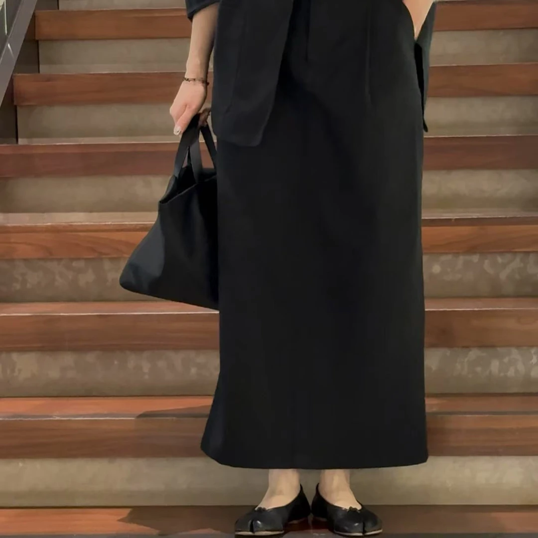 ｛귤 언니｝af定制款超薄黑法半身裙高级显瘦