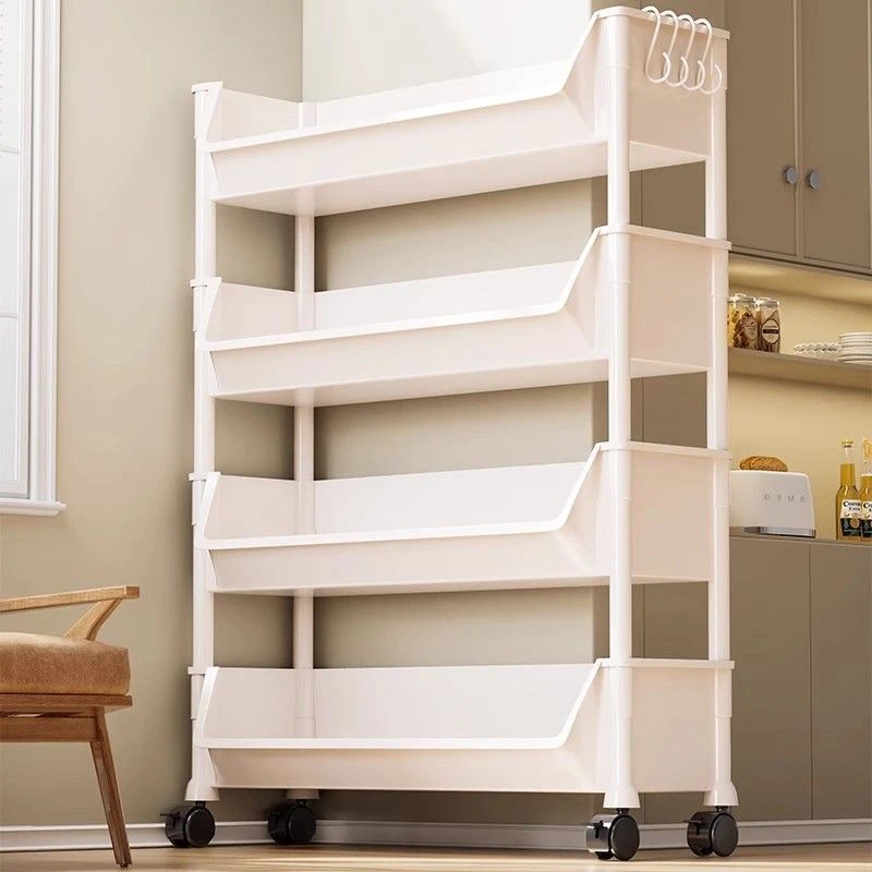 加宽落地置物架大容量书架收纳小推车宿舍零食多层书柜桌旁储物架