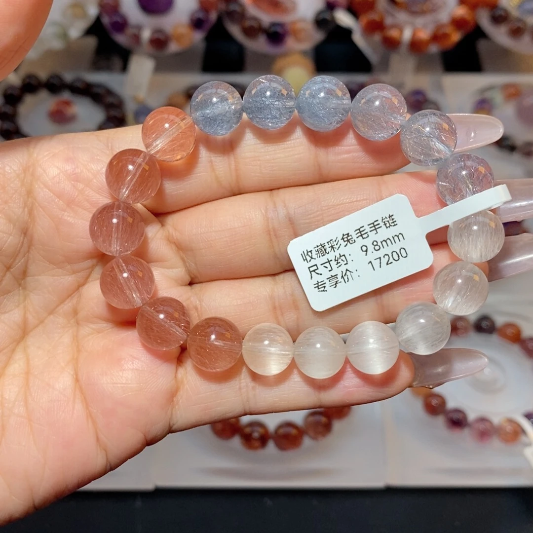 未镶嵌手链水晶彩兔毛