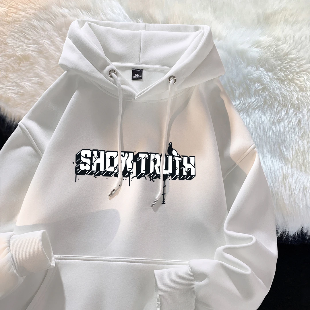 特大码300斤连帽卫衣男百搭秋冬季加绒潮牌高街印花港风上衣外套