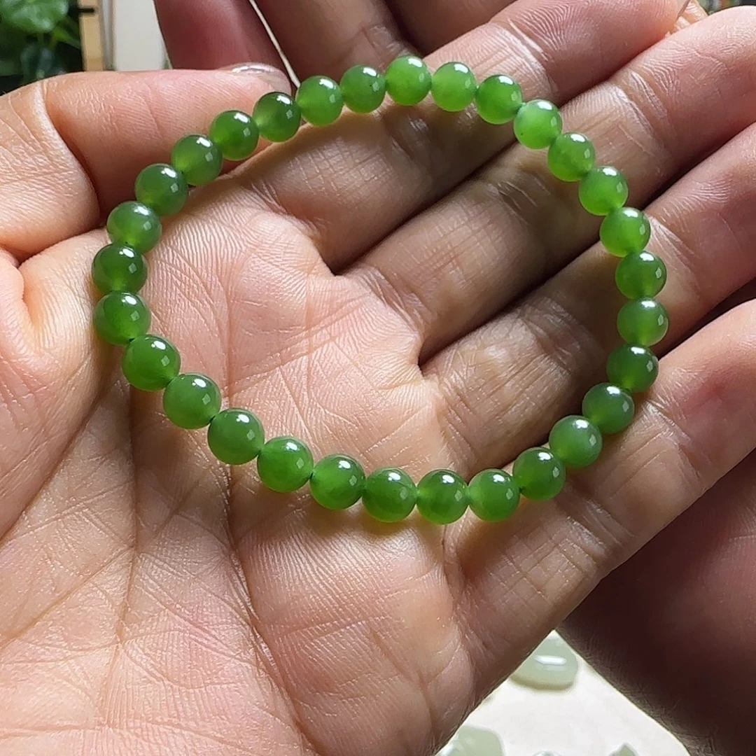 蜡***子手串未镶嵌和田玉（碧玉）