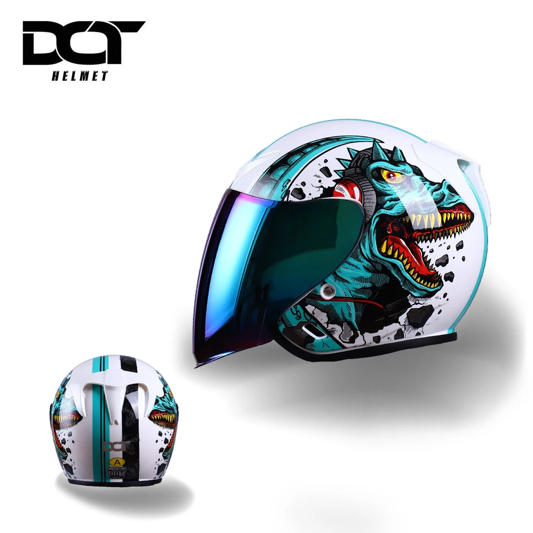 DOT-803四分三盔摩托车踏板车电动车头盔3c认证新国标四季男女