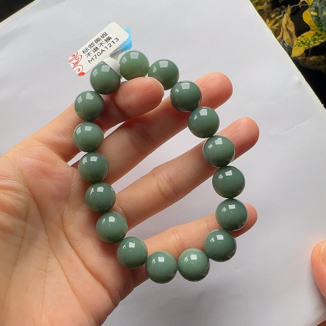 和田玉未镶嵌手链鸭蛋青卡12m