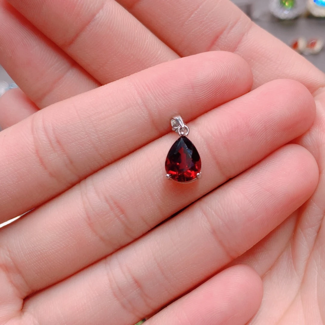 银S925镶嵌吊坠(不含链)石榴石