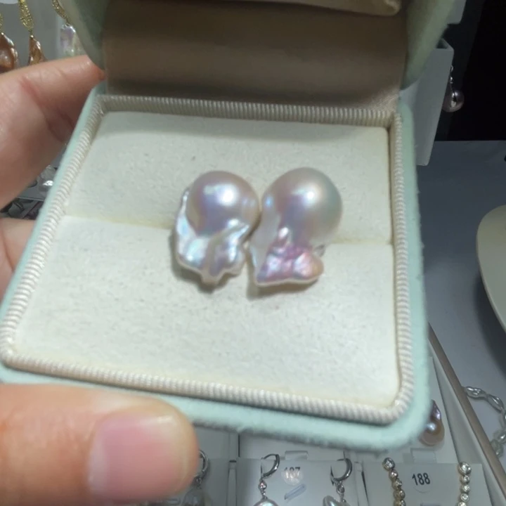 淡水珍珠耳饰银S925镶嵌