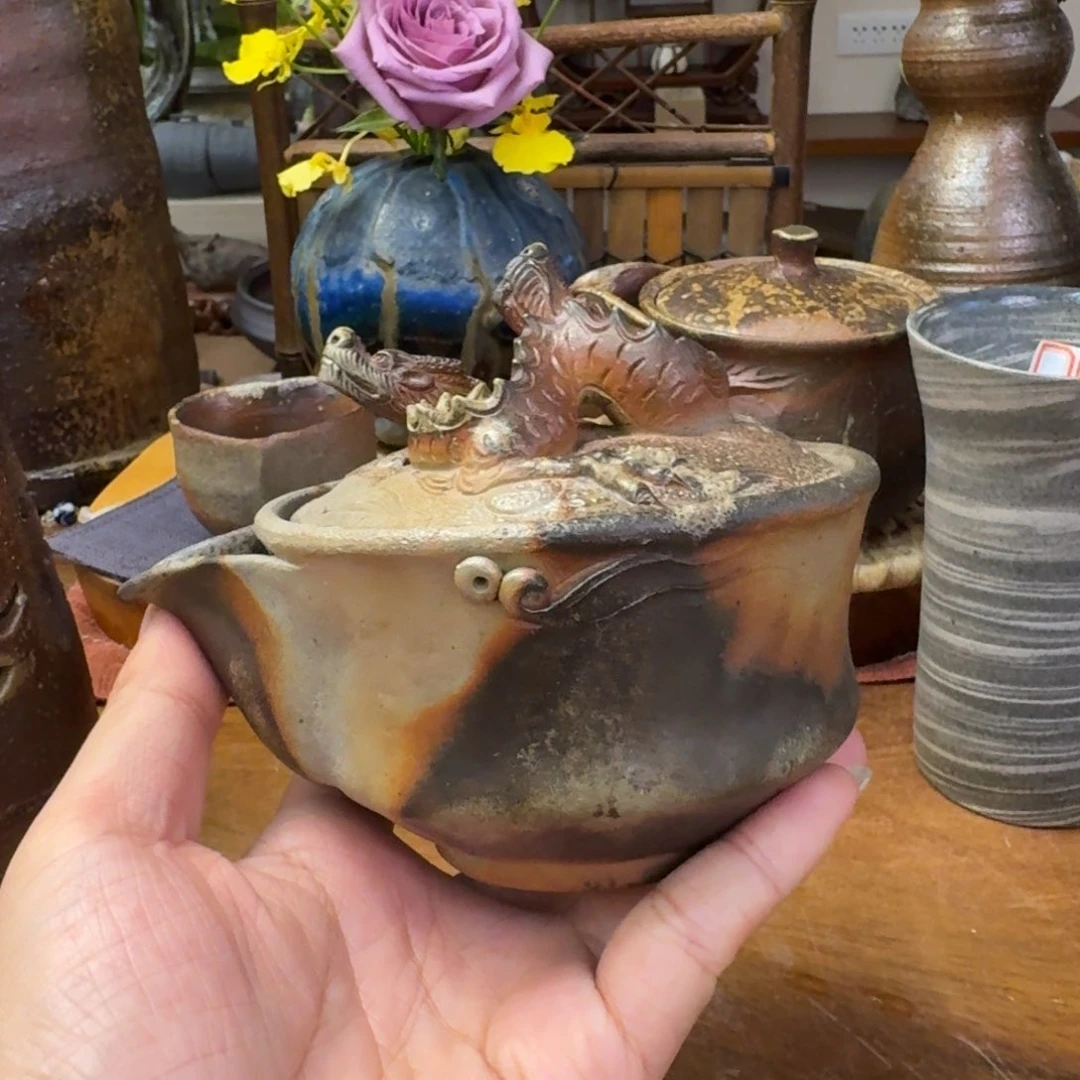 小西陶古备前烧双头龙宝瓶福利一口价