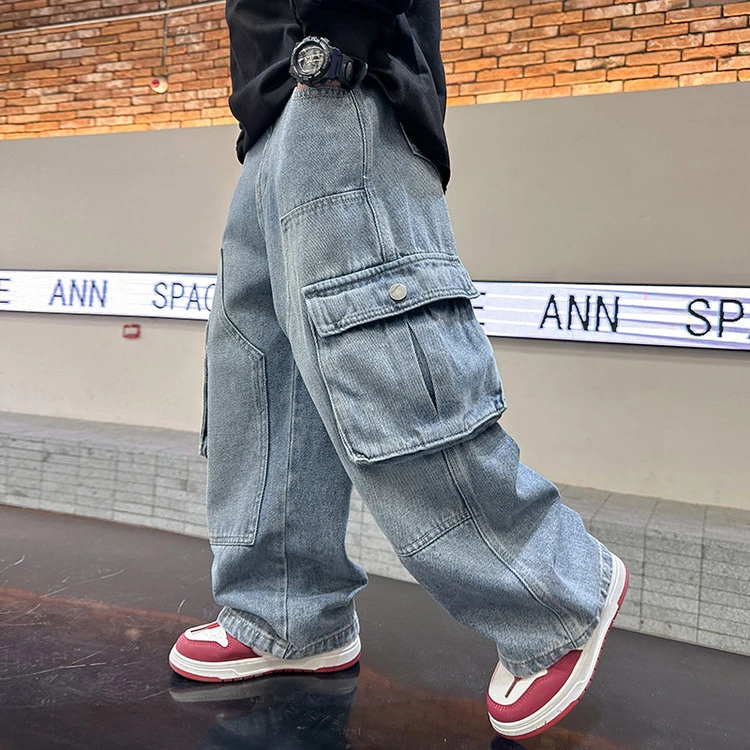 男童牛仔裤春秋款2025新款春装中大儿童男孩春季工装裤子休闲裤潮