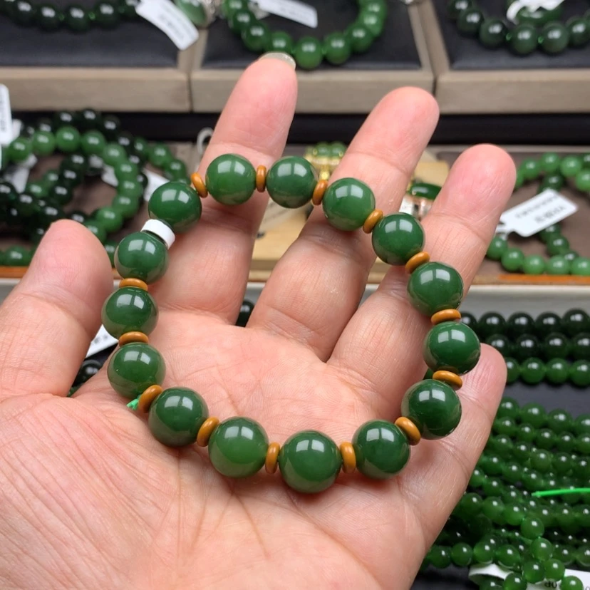 【闪购商品】未镶嵌手串和田玉（碧玉）冰辣12m m