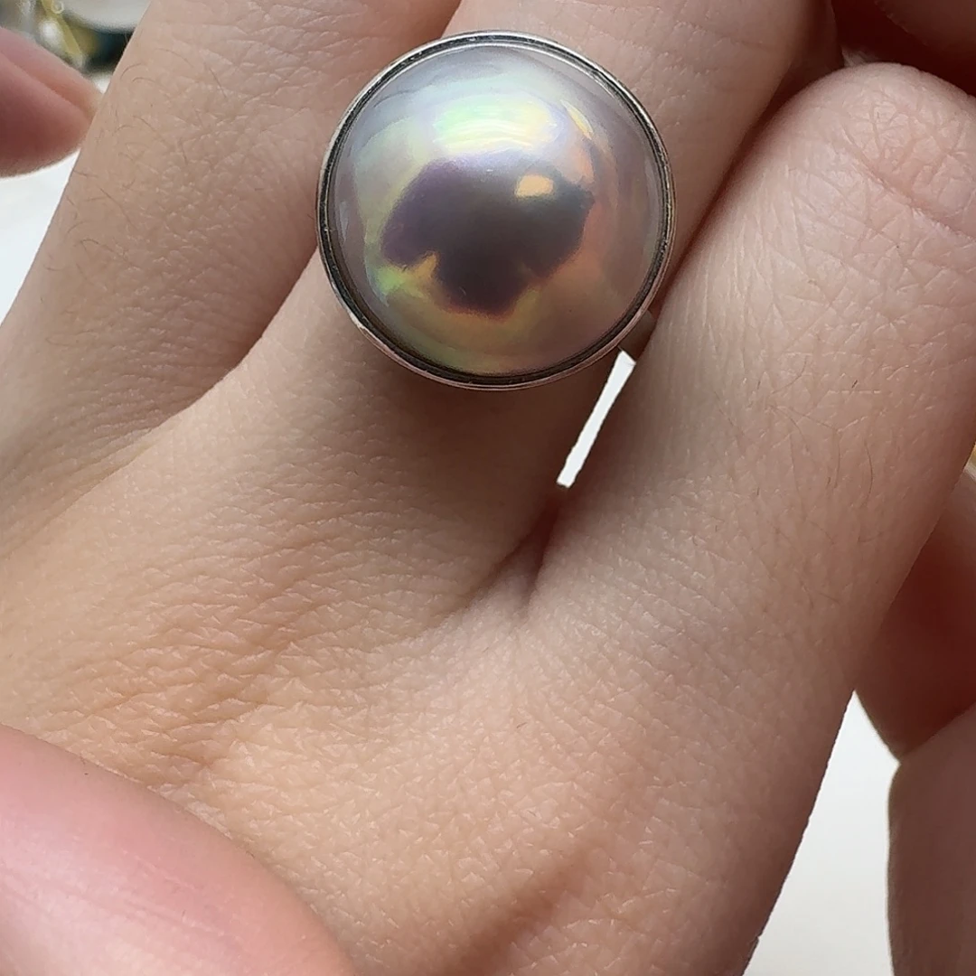 未镶嵌戒圈拼合珍珠（马贝珠）