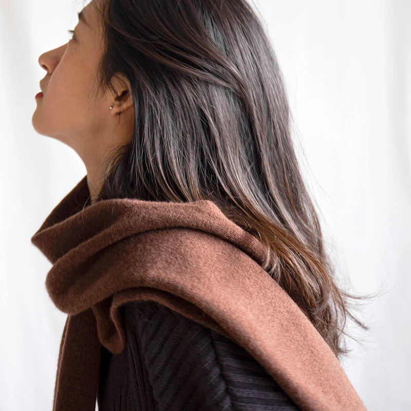 ziilam枝蓝 羊绒围巾百搭保暖棕色新中式加厚披肩男女同款冬季