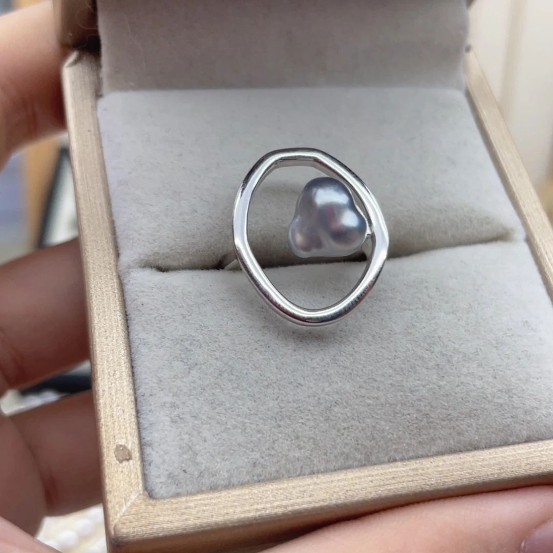 戒指银S925镶嵌海水珍珠D131