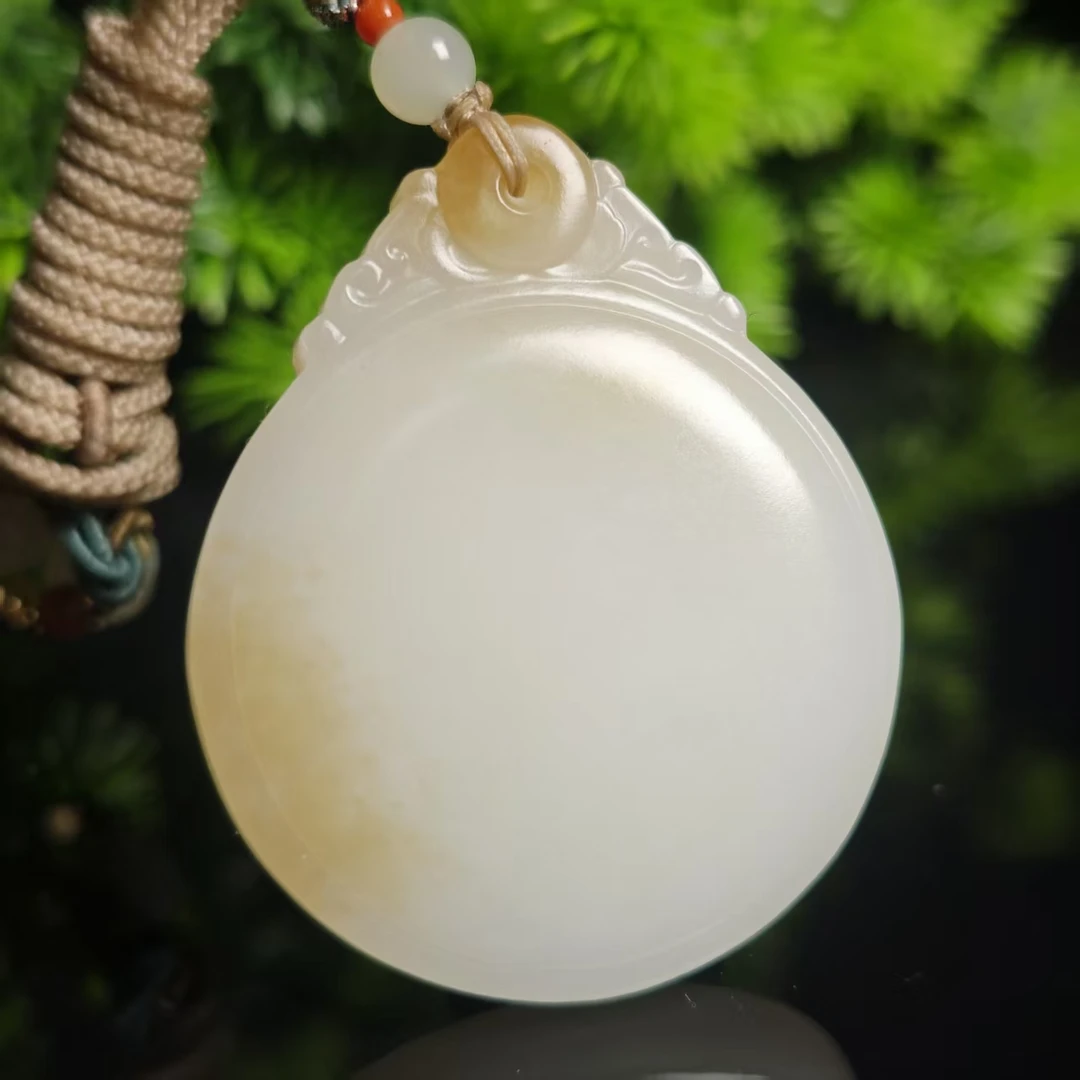 lot5715 平安扣 和田玉糖白玉 49.5*40.6*9.5mm 39.4g