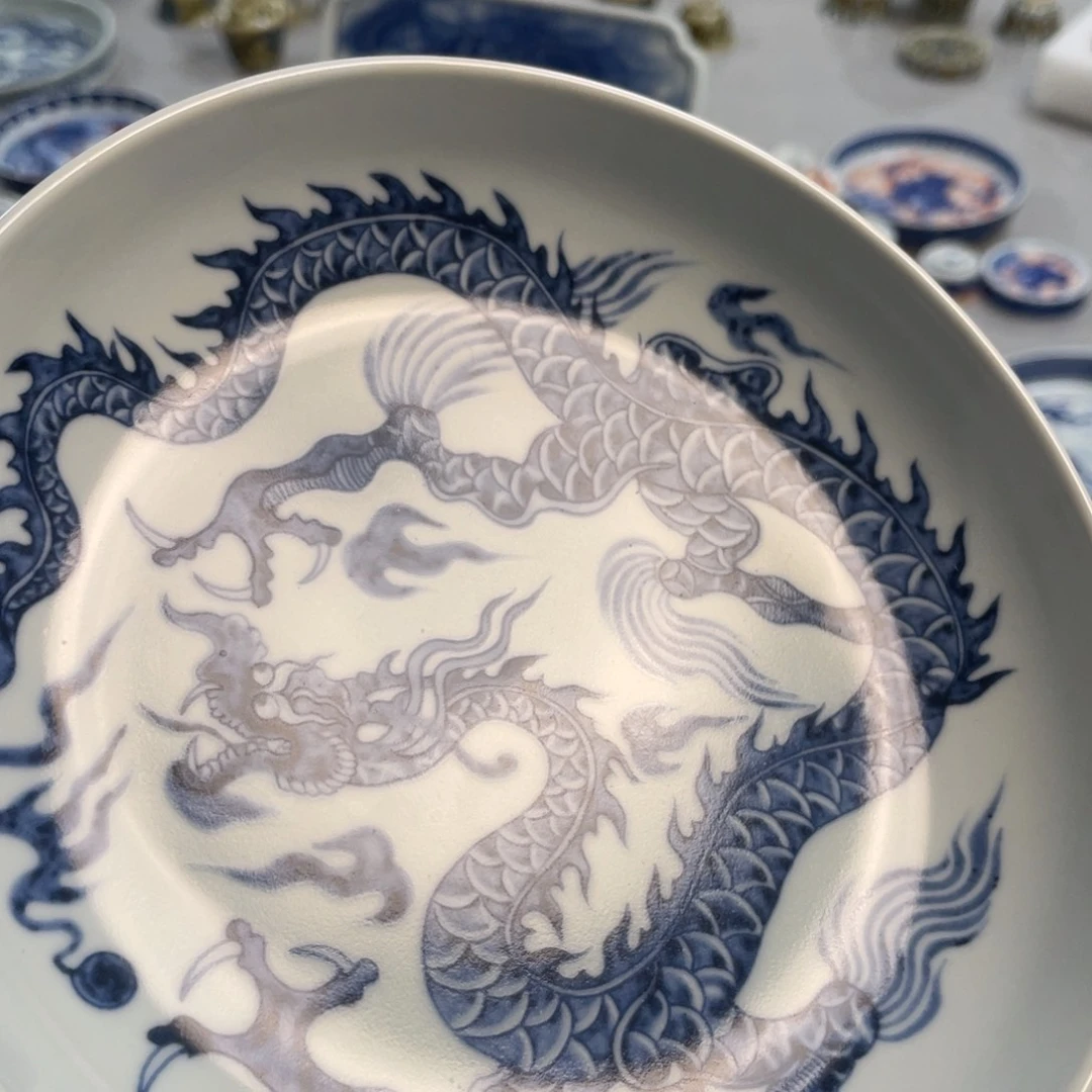 瓷片景德镇青花铠甲龙大壶承