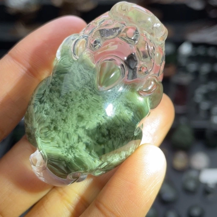 未镶嵌颈饰水晶绿幽灵聚宝盆貔貅定制