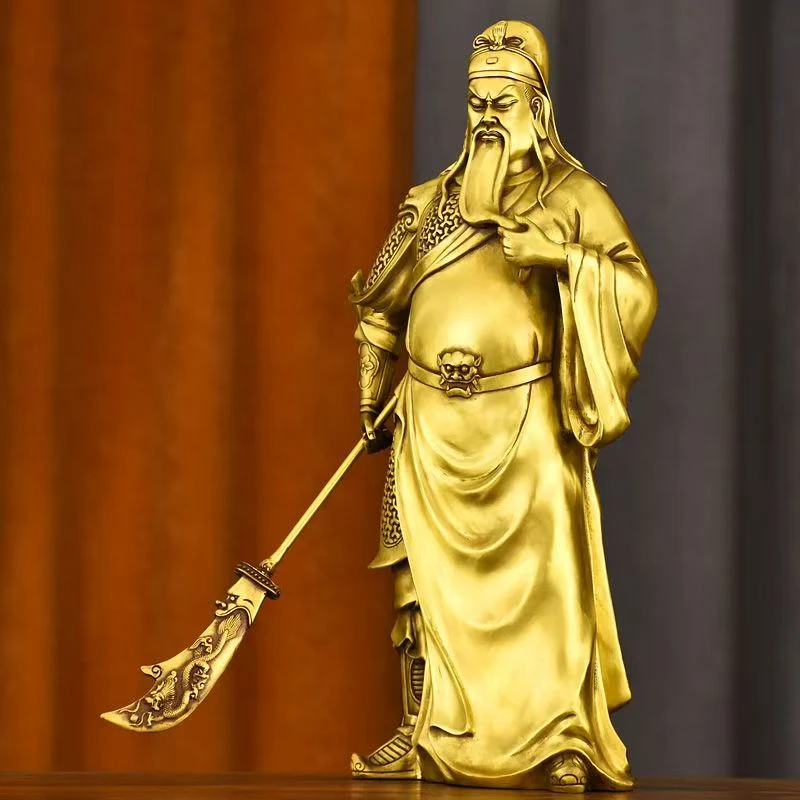 黄铜关公武士门摆件