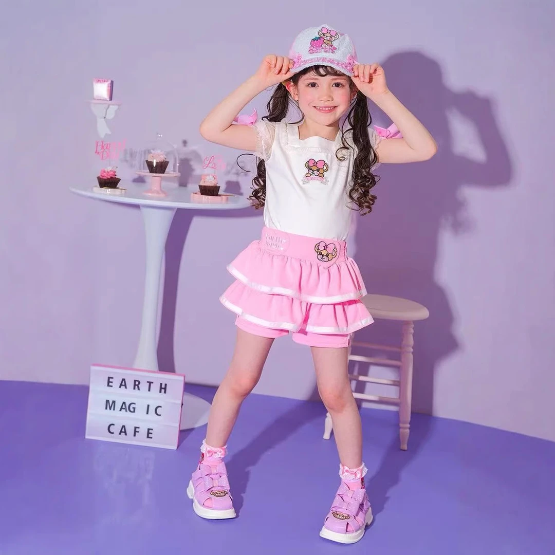 【全部现货】25夏季新款潮牌高定童装女童EM小熊透明纱T恤+蛋糕裙裤