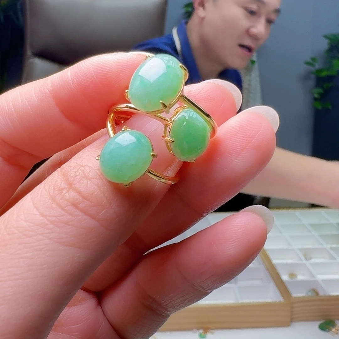翡翠银S925镶嵌戒指多样性发货其一