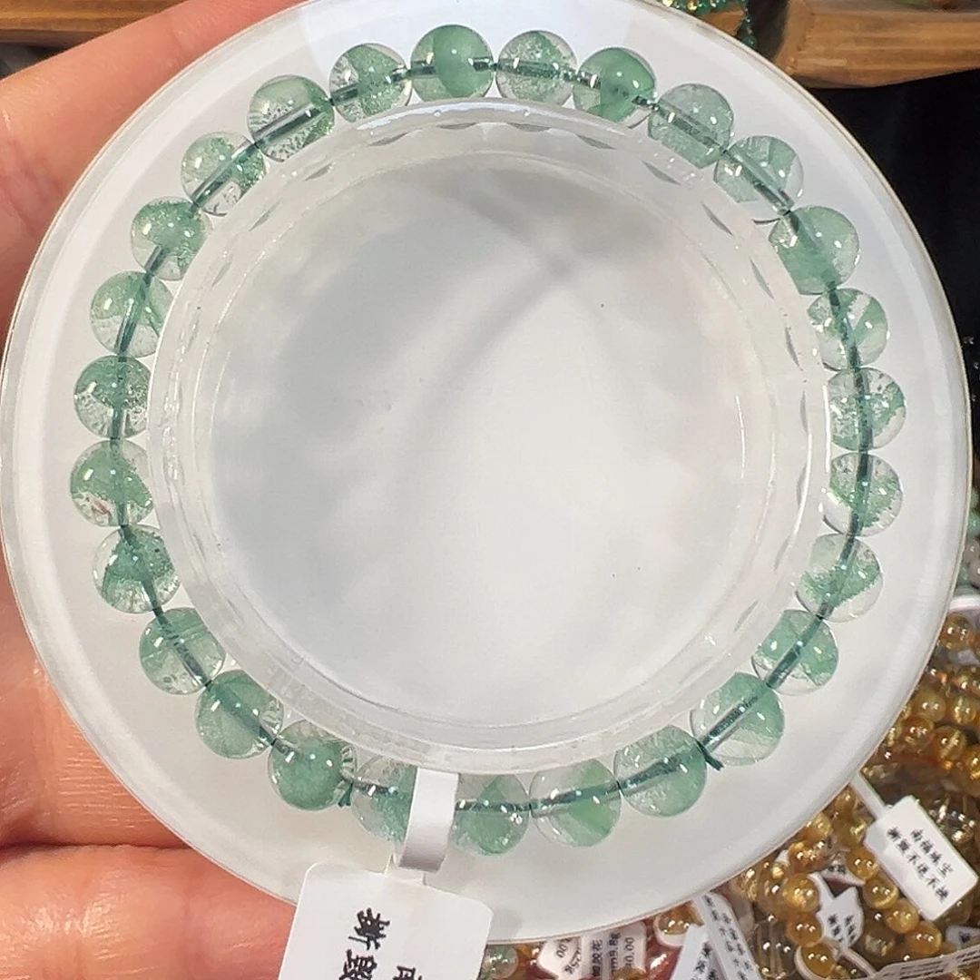 水晶手串未镶嵌巴西翠幽灵6.7mm高品透体单圈手串