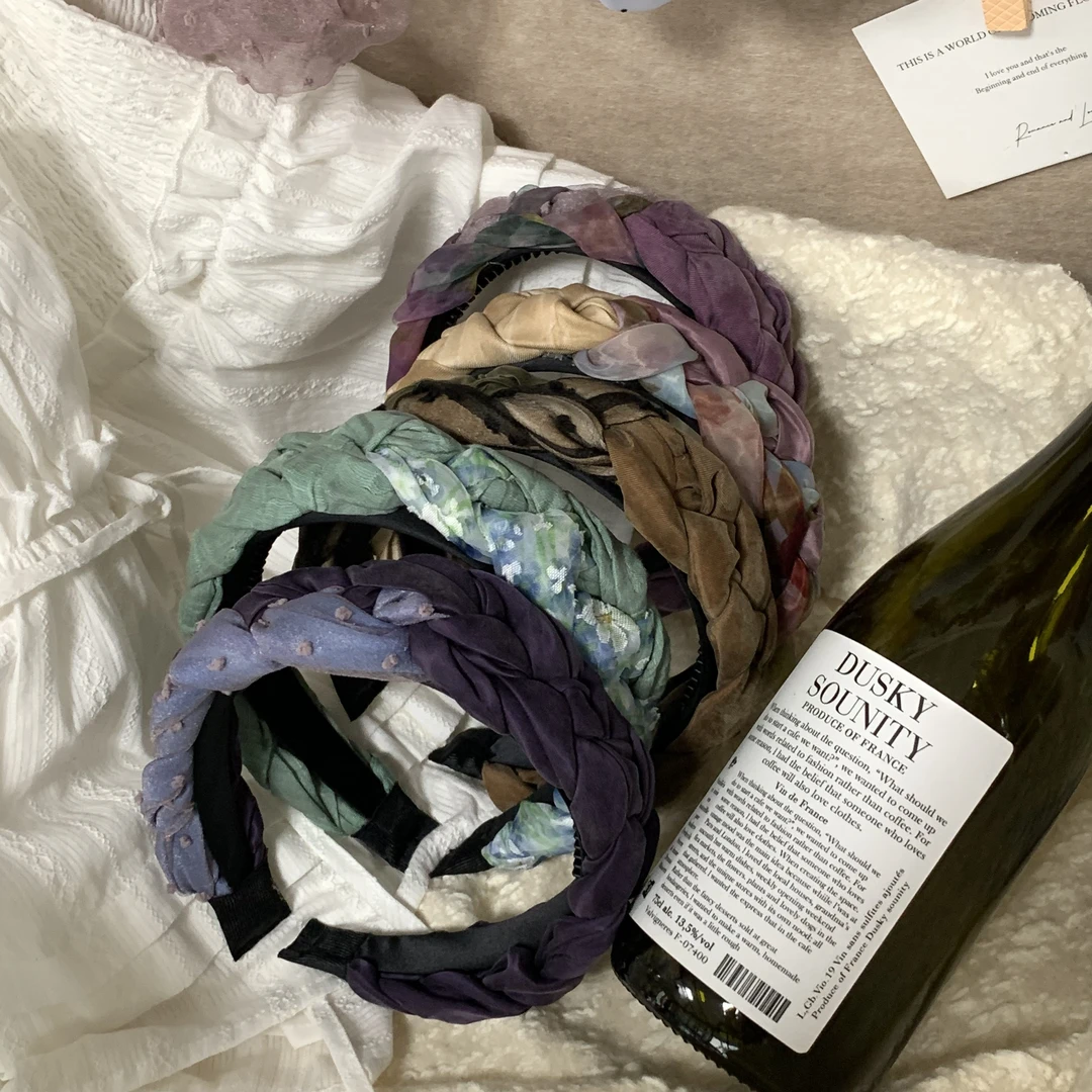 新款四股打结交叉发箍休闲风复古港风头饰气质少女风缎面日韩网红