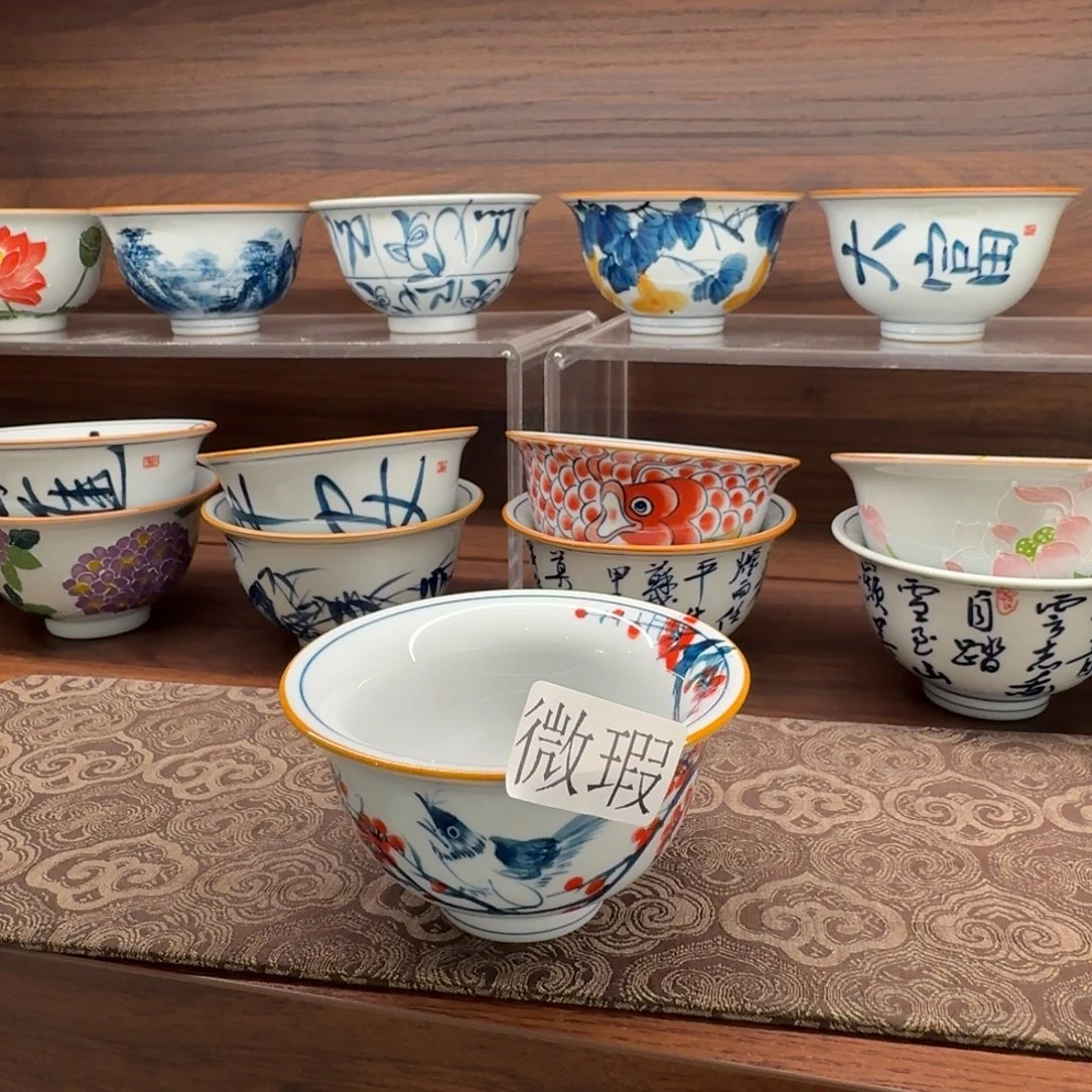 釉下手绘茶具微瑕