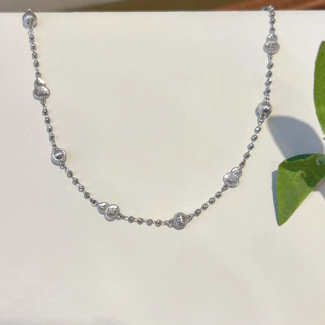 铂金 PT950 葫芦锁骨项链 蹦迪珠猫眼 长度42~45