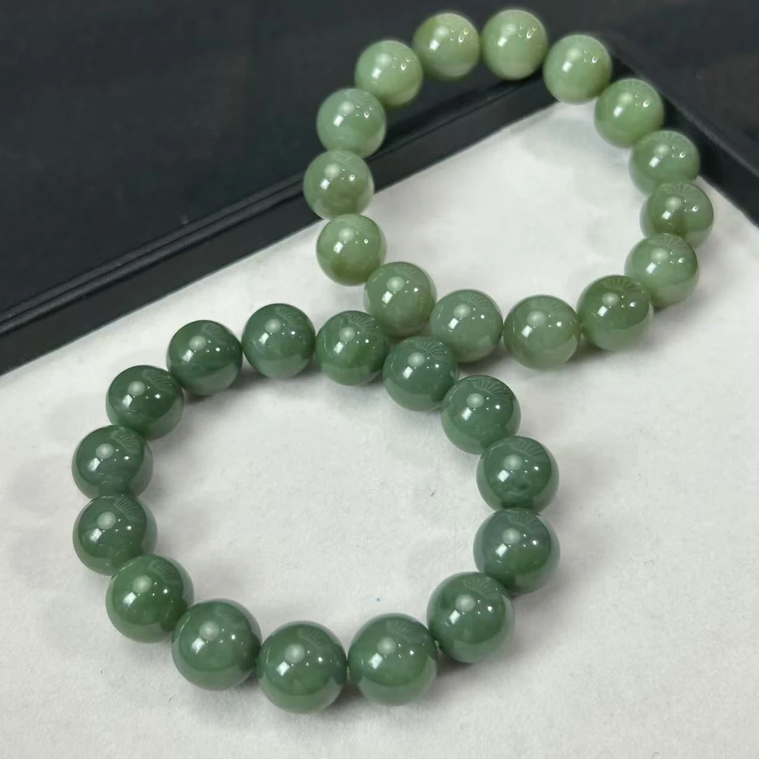 【睿泽鉴宝】和田玉碧玉手串多样性发一/有瑕 13mm JJY0263