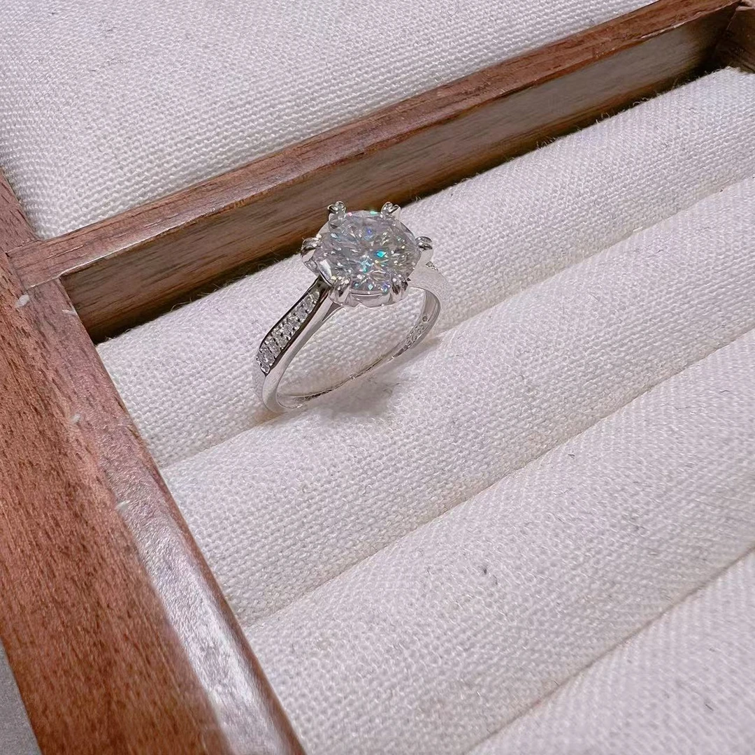 925银戒指 旺莱 892 莫桑一克两克拉微镶满钻6爪戒指X967871016