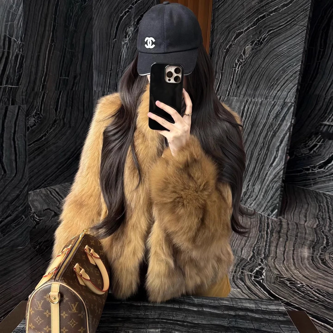 人造皮草 高级感仿狐狸毛皮草外套女短款冬新款时尚洋气毛毛上衣