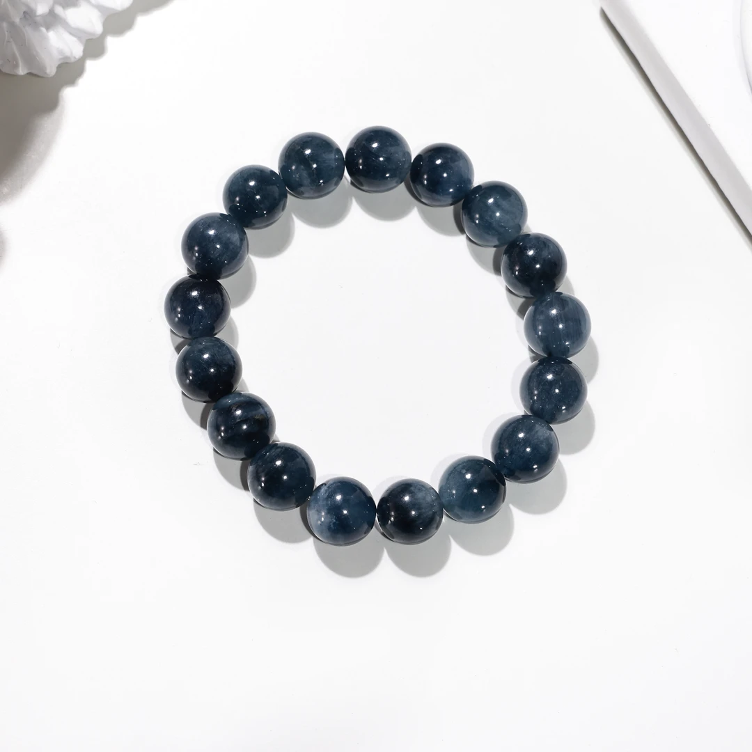 天然水晶蓝兔毛手串素圈