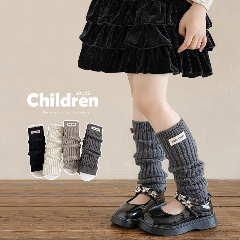 袜套儿童袜套春秋保暖日系小腿袜女童高筒堆堆袜加厚复古雪地靴袜