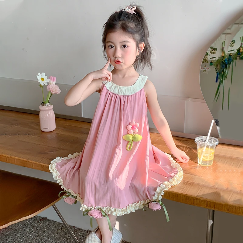 女童连衣裙夏装2025新款洋气时髦女宝宝公主裙小女孩夏季背心裙子