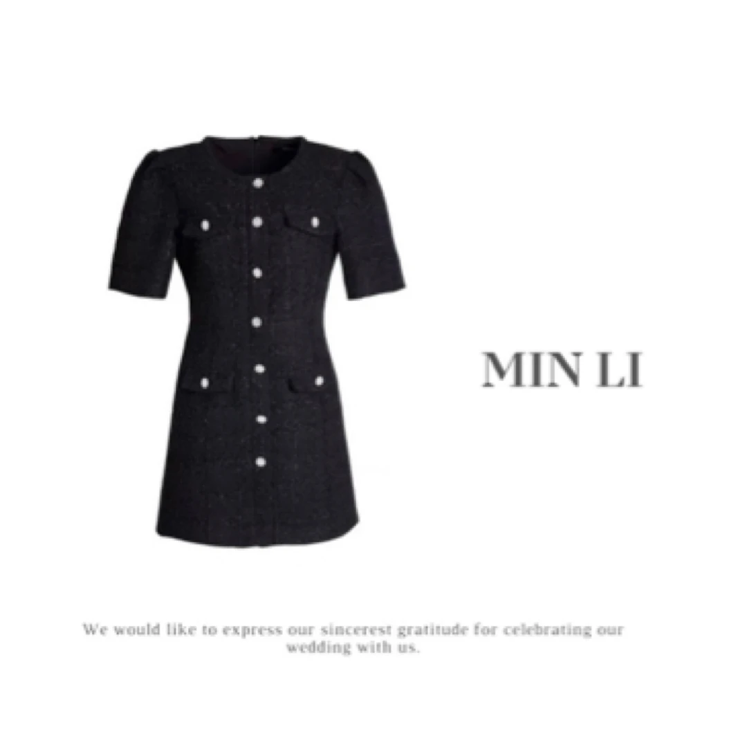 【 MIN LI 】设计师款重工毛呢贵妇连衣裙