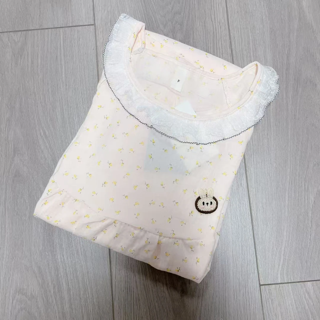 女夏季短袖睡裙碎花甜美宽松睡衣家居服 539