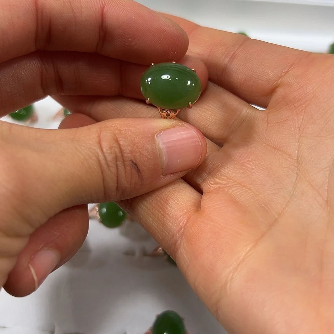 和田玉戒指颜色多样性发货拍一发一银S925镶嵌美**开