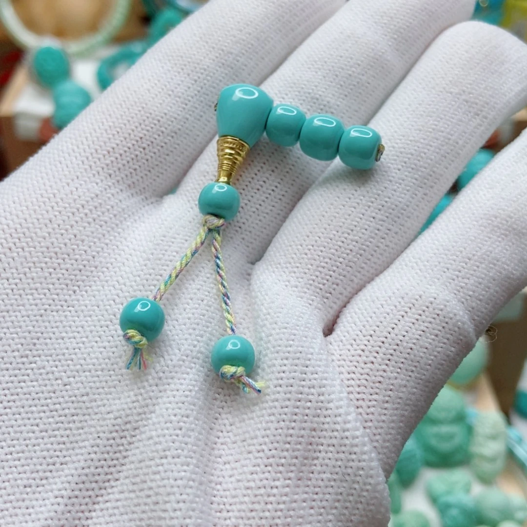 绿松石18K金镶嵌三通套装