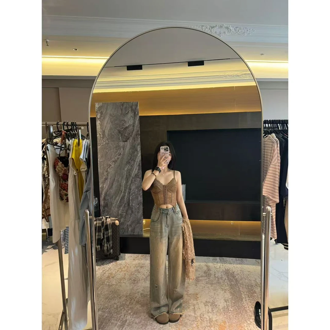 【黄昏沙漠】做旧泥染重工破洞牛仔裤