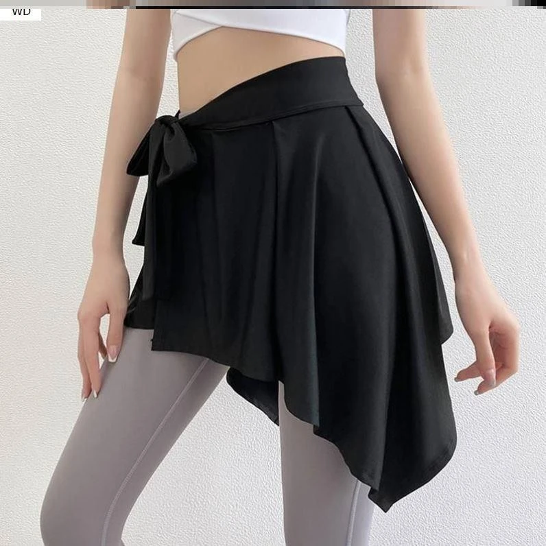 瑜伽裹裙打底裙一片式遮臀裙系带裙健身女半身裙屁帘防走光遮屁股