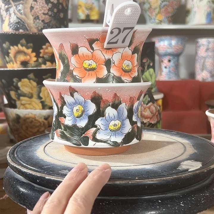 景德镇手绘花盆 满38包邮