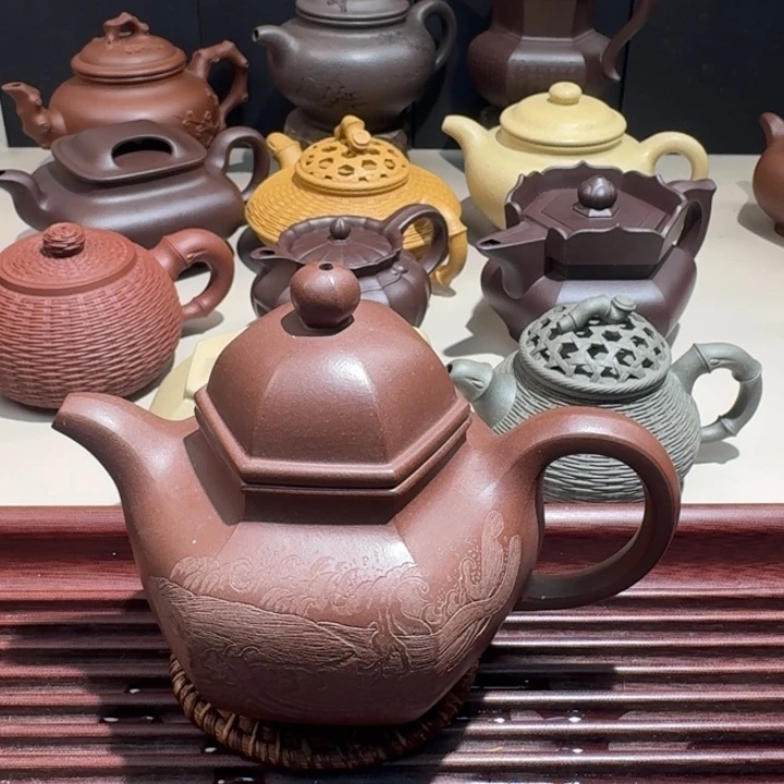 佳***铭茶壶紫砂原矿底槽清六方掇球