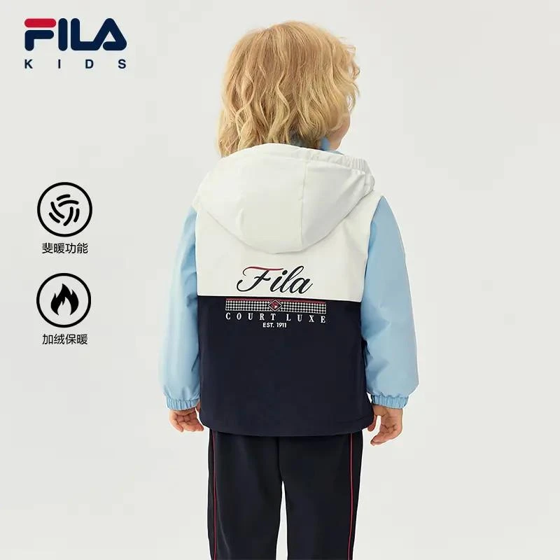 FILA斐乐儿童男小童冬季舒适加绒保暖时尚运动连帽K11B543901