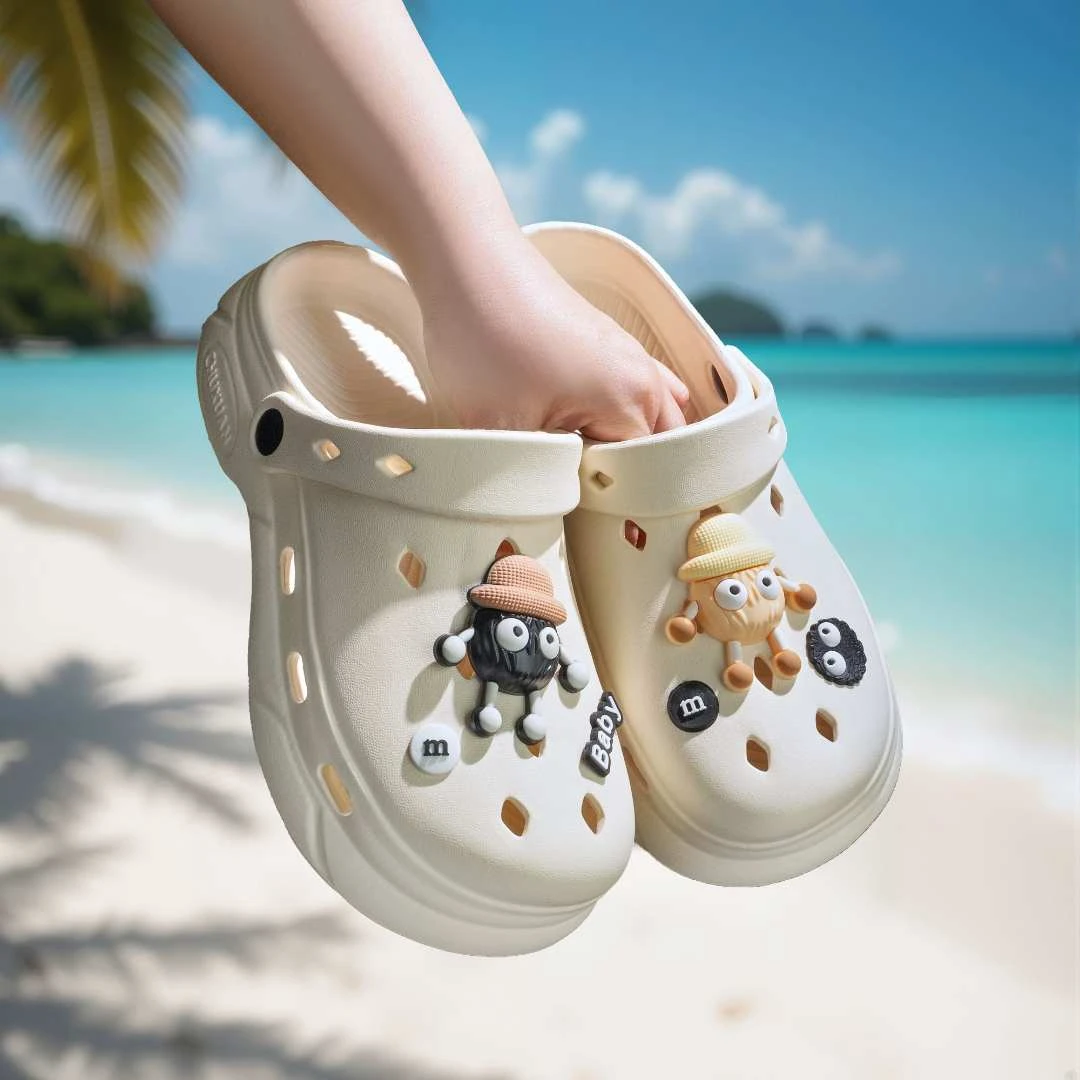 2025夏季新款时尚厚底沙滩可DIY可外穿情侣EVA凉拖鞋洞洞鞋外穿