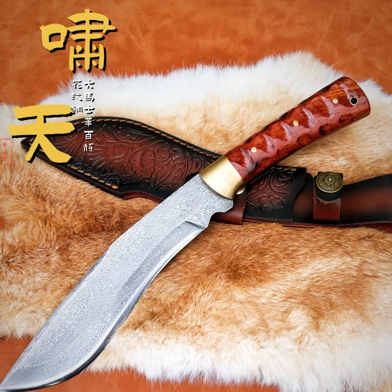 百炼花纹钢手工锻打多功能柴刀