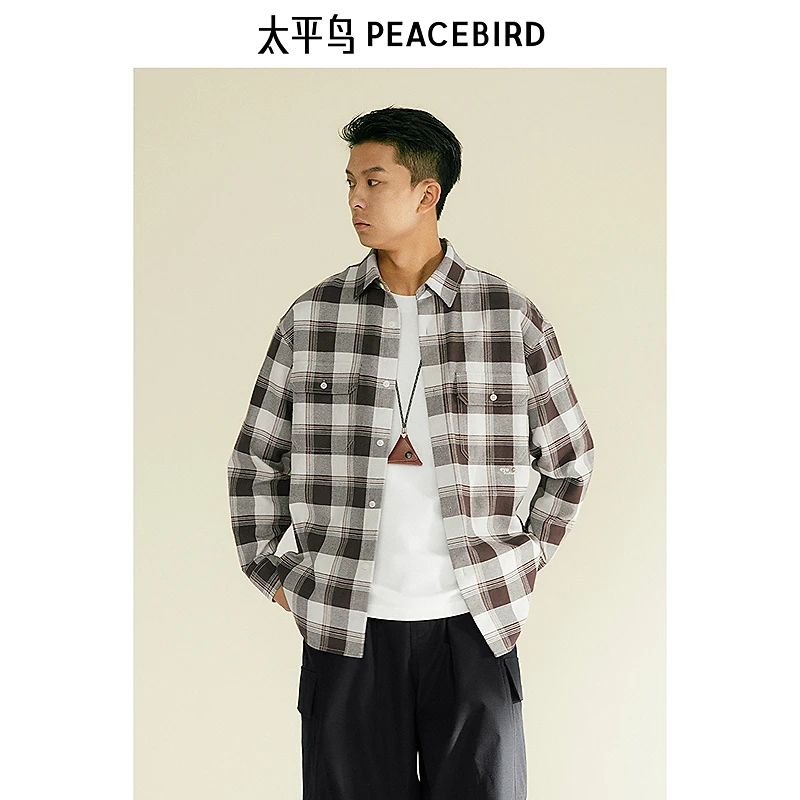【eye-c合作系列】太平鸟男装衬衫春复古格纹外穿式 B2CHE3138