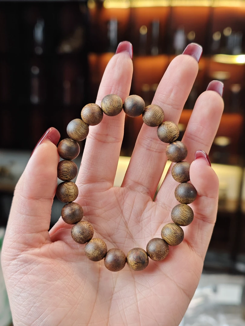 国香天然沉香10mm圆珠单圈醇化高货