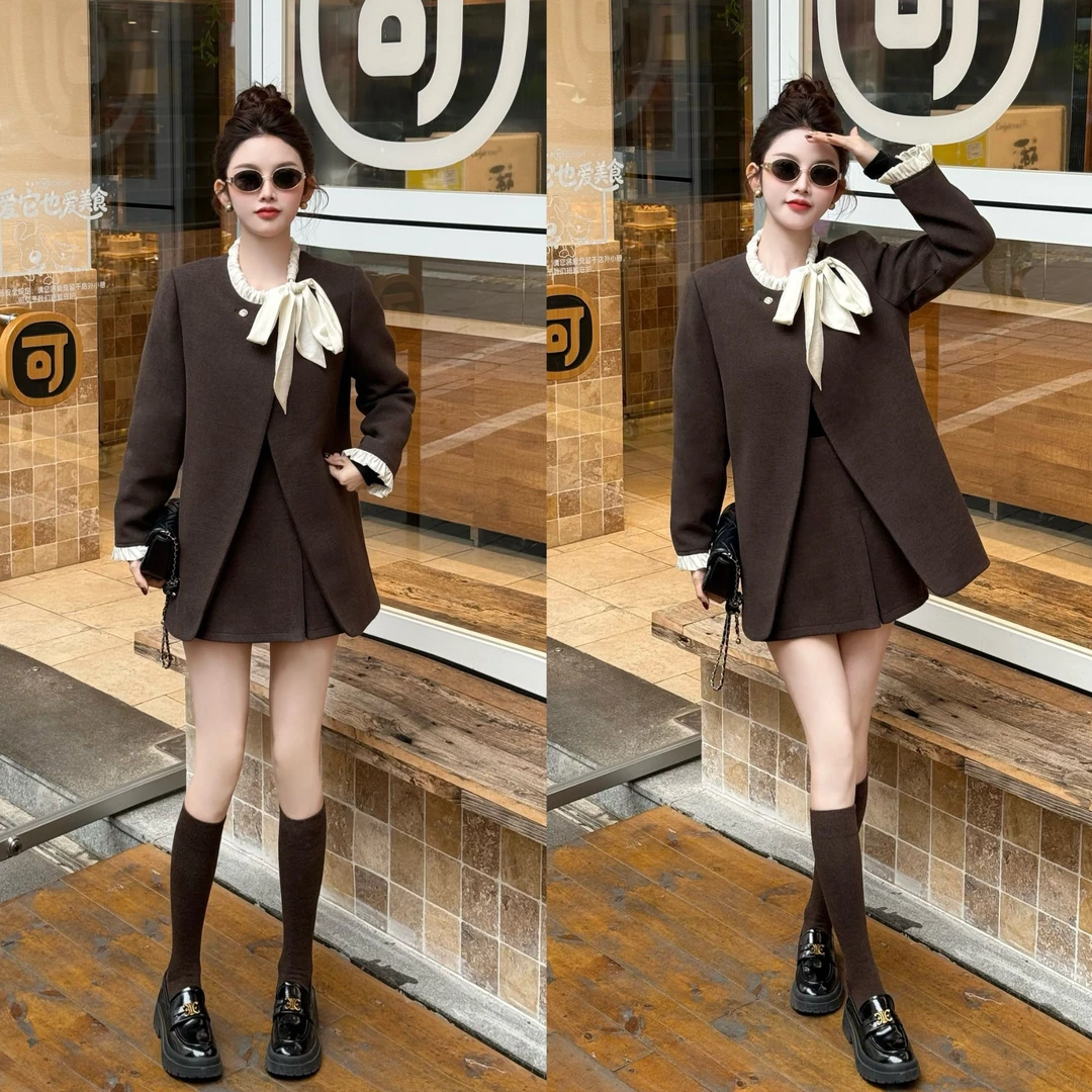 (现货)静奢风~2025秋冬新品简约设计感时尚气质夹棉套装两件套