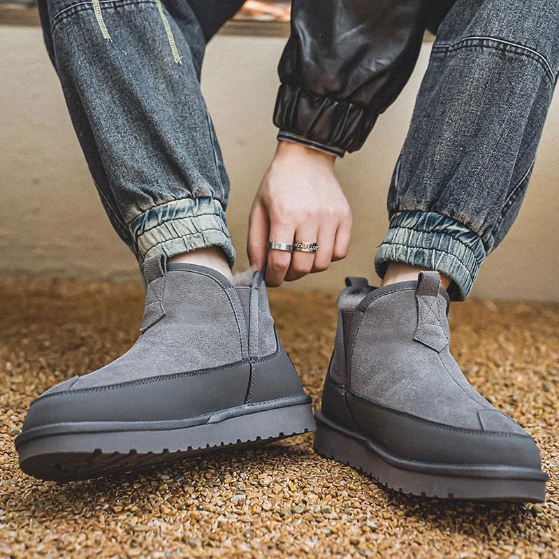 冬季潮流时尚保暖男鞋时尚一脚蹬鞋男东北零下40度防寒雪地靴子