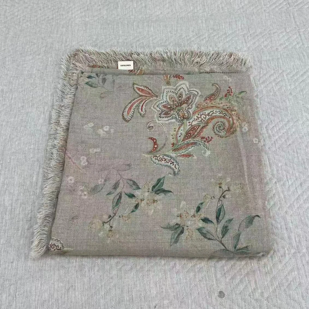 【赫拉】100%纯亚麻加厚6支多功能毯子流苏款-不可机洗